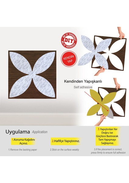 Kendinden Yapışkanlı Pvc Yer Duvar Döşeme Parke Mermer Teak 40X40 cm 0,64 M²/4 Adet modelleri