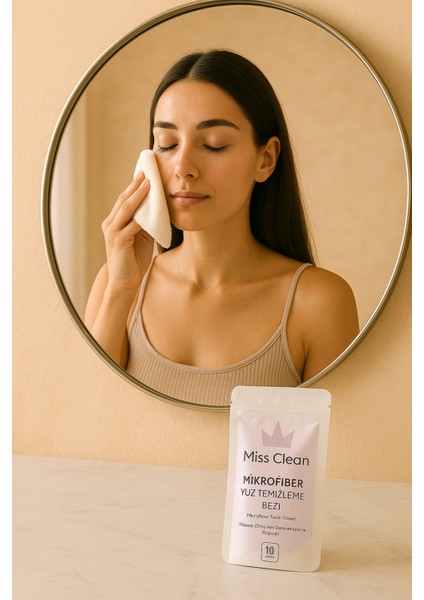 ( 10 Adet ) Cilt Bakım ve Kusursuz Makyaj Temizleme Bezi Mikrofiber Seyahat Tip Özel Paketli
