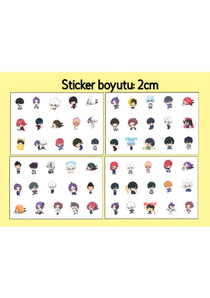 Blue Lock 60 Adet Sticker Seti -2cm - Anime Sticker