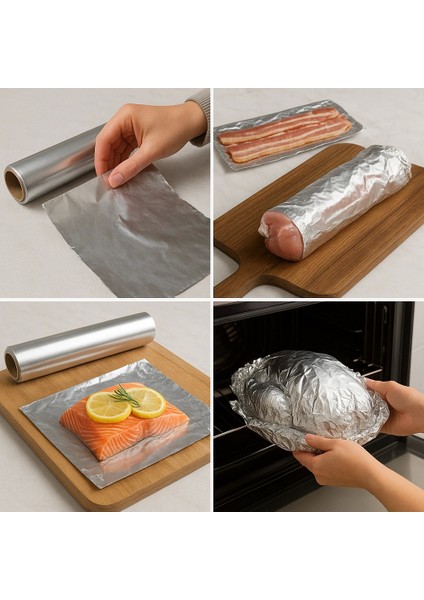 100 Metre x 30 cm Alüminyum Folyo Gıdaya Uygun Catering ve Ev Kullanımına Uygun Dayanıklı Rulo Folyo