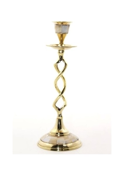 Tekli Pirinç Sedefli Şamdan Model 2