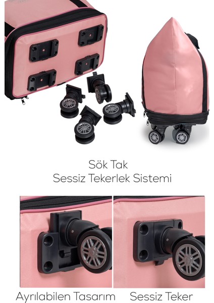Iki Körüklü Demonte Sessiz Tekerlekli Valiz/çanta/bavul modelleri