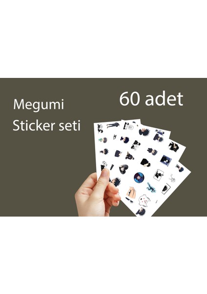Jujutsu Kaisen Megumi Fushiguro 60 Adet Sticker Seti -2cm - Anime Sticker
