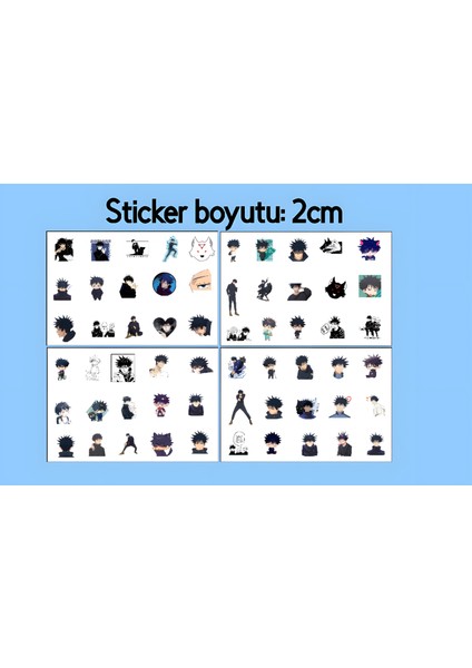 Jujutsu Kaisen Megumi Fushiguro 60 Adet Sticker Seti -2cm - Anime Sticker