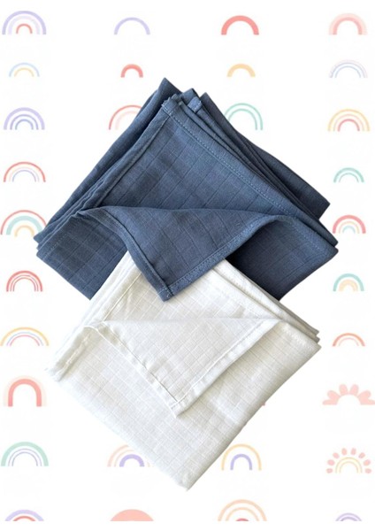 2'li Müslin Örtü Mavi - Beyaz 2 Farklı Kombinasyon Pamuk Tahriş Etmeyen Yüzey fırsatları