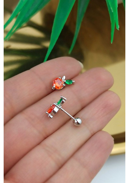 316 Cerrahi Çelik Kırmızı Taş Çilek Piercing TRPIERCING0131