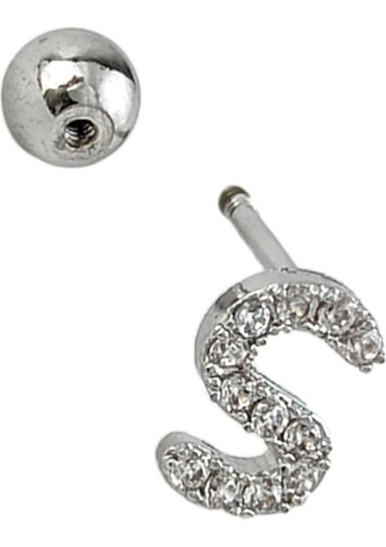 Gümüş Renk Harf Piercing - S Harfpiercing