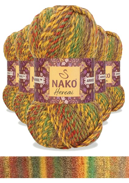 5 Adet Hercai Ebruli Hırka Kazak Atkı Bere El Örgü Ipi Yünü 7252