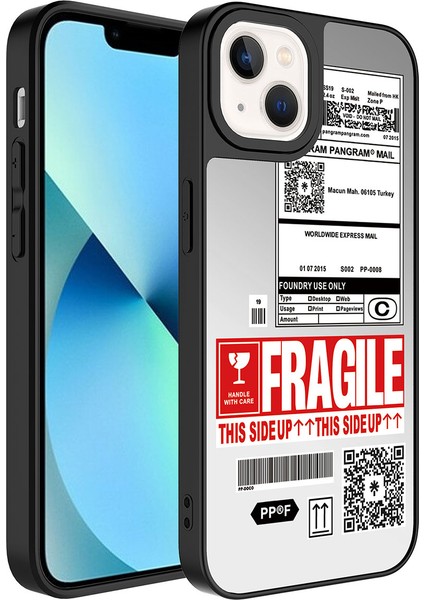 iPhone 13 Uyumlu Aynalı Desenli Kamera Korumalı Parlak Hgea Mirror Kapak-Fragile
