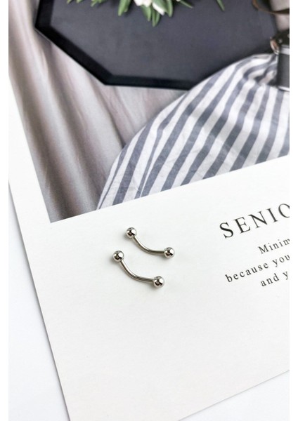 316L Cerrahi Çelik 2 Li Iki Ucu Toplu Elips Piercing P050*2