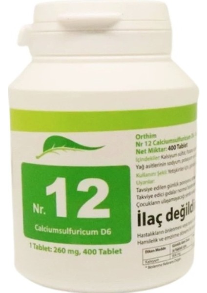 Tuzları No: 12 Calcium Sulfuricum D6 400 Tablet
