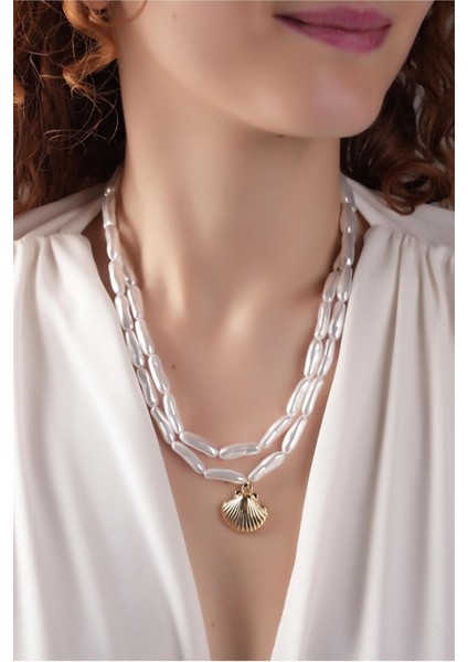 Premium 2'li Istiridye Inci Kolye 50749