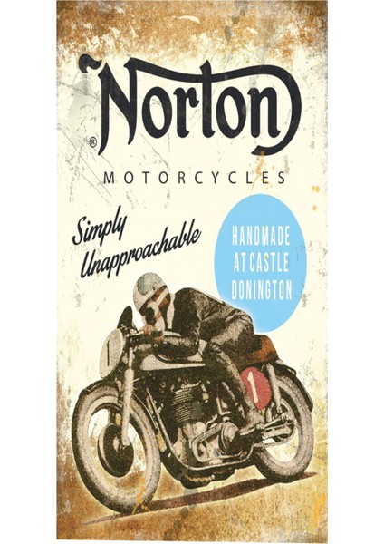 Norton Klasik Antika Motor Yarışı Mini Retro Ahşap Poster