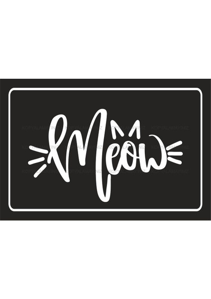Meow Miyav Kedi Tabela Pano Dekorasyon Tablo Retro Ahşap Poster