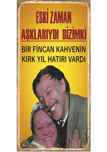 Münir Özkul Adile Naşit Yeşilçam Türk Sineması Ev Dekorasyon Tablo Mini Retro Ahşap Poster