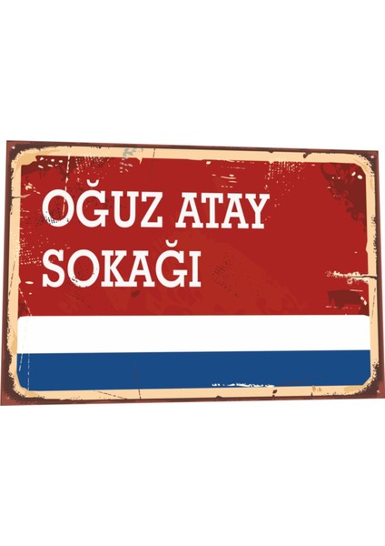 Oğuz Atay Sokağı Tabela Tarz Retro Ahşap Poster 809