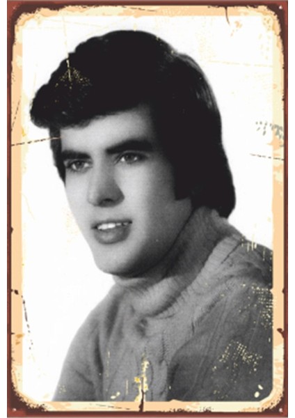 Tarık Akan Yeşilçam Siyah Beyaz Portre Retro Ahşap Poster