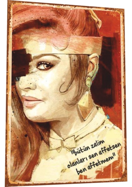 Bergen Acıların Kadını-4 Bütün Zalim Olanları Sen Affetsen Ben Affetmem Retro Ahşap Poster