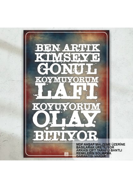 Lafı Koyuyorum Komik Atarlı Esprili Duvar Yazıları Retro Ahşap Poster Tablo