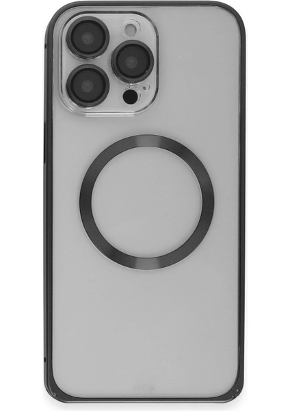 Iphone 15 Pro Max Kılıf Metal Bumper Magneticsafe Kapak - Siyah Bstmy