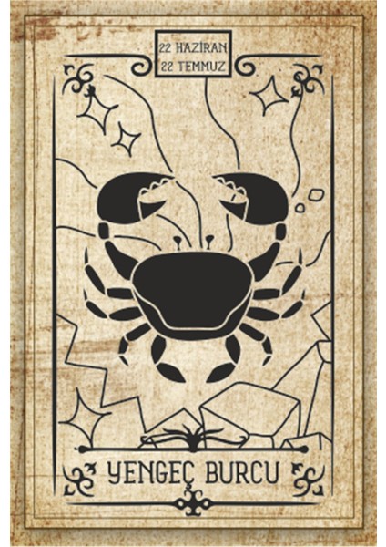 Yengeç Burcu Astroloji Burç Retro Ahşap Poster