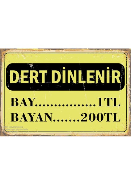 Dert Dinlenir Bay 1 Tl 200 Tl Eğlenceli Komik Duvar Yazıları Dekor Tablo Retro Ahşap Poster