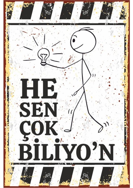 He Sen Çok Biliyorsun Komik Espirili Duvar Yazıları Retro Ahşap Poster