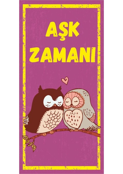 Aşk Zamanı Sevgili Romantik Baykuşlar Ev Dekorasyon Tablo Mini Retro Ahşap Poster