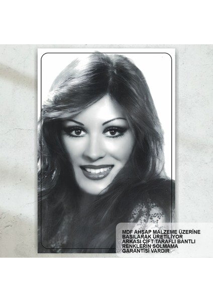 Gülşen Bubikoğlu Yeşilçam Türk Sineması Siyah Beyaz Tablo Retro Ahşap Poster