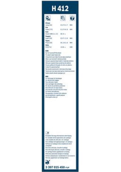Arka Cam Silecek Süpürgesi 400MM Combo E-Zafira LIFE-C3-BERLINGO-PARTNER-EXPERT-P208-P307 Bstmy