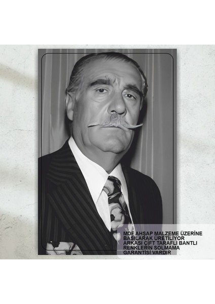 Hulusi Kentmen Yeşilçam Türk Sineması Siyah Beyaz Tablo Retro Ahşap Poster