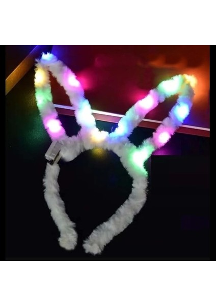 LED Işıklı Peluş Tavşan Kulak Taç Beyaz fiyatları