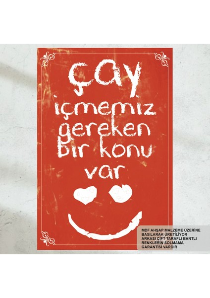 Çay Komik Sözleri Duvar Yazıları Ev Mutfak Kafe Dekorasyon Tablo Retro Ahşap Poster