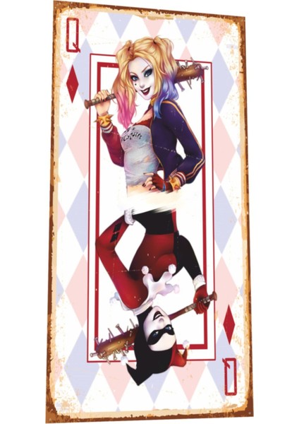 Harley Quinn Beyzbol Sopasıyla Mini Retro Ahşap Poster