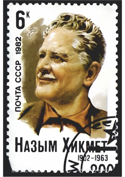 Nazım Hikmet Anısın Hatıra Pulu Sovyetler Birliği Cccp Ev Dekorasyon Tablo Retro Ahşap Poster