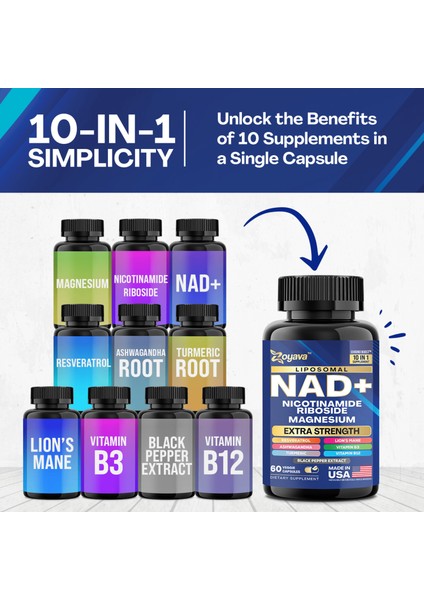 Nad+ 10’u 1 Arada – Enerji, Zihin ve Hücre Desteği – 60 Kapsül