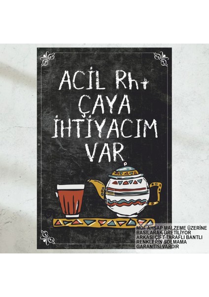 Komik Esprili Güzel Çay Sözleri Ev Mutfak Kafe Dekorasyon Tablo Retro Ahşap Poster