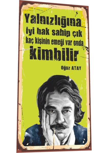 Oğuz Atay Mini Retro Ahşap Poster