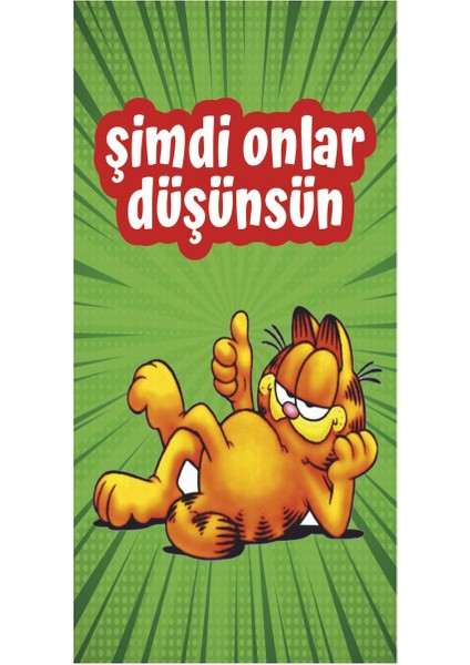 Garfield Şimdi Onlar Düşünsün Komik Duvar Yazıları Ev Dekorayon Tablo Mini Retro Ahşap Poster