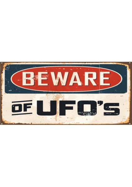 Dikkat Ufo Mini (10 cm x 20 Cm) Retro Ahşap Poster