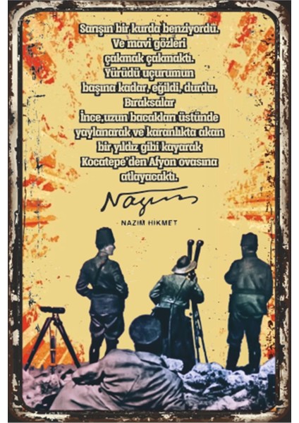 Atatürk Nazım Hikmet Şiiri Retro Ahşap Poster