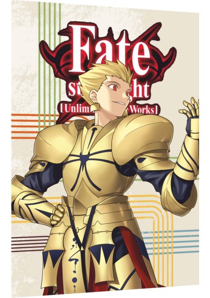 Gilgamesh Fate Zero Anime Retro Ahşap Poster