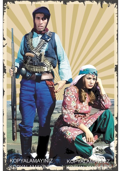 Yeşilçam Türk Sineması Kemal Sunal Sahneleri Ev Dekorasyon Tablo Retro Ahşap Poster