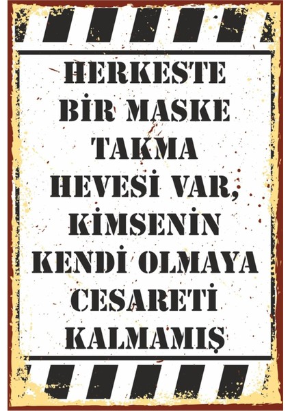 Kendin Ol Duvar Yazıları Komik Sözler Retro Ahşap Poster