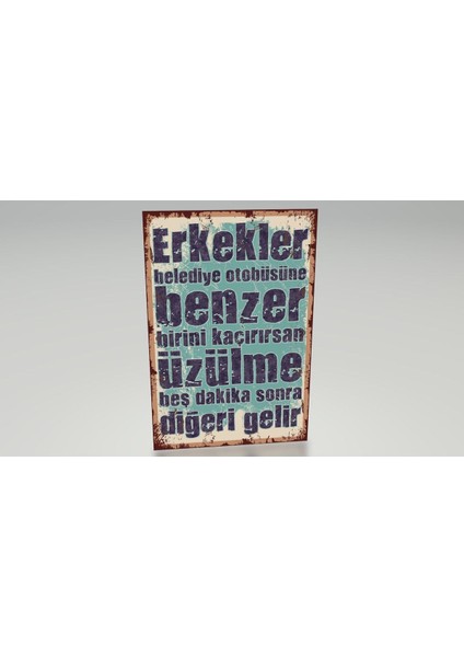 Erkeklerle Ilgili Komik Sözler Esprili Duvar Yazıları Retro Ahşap Poster