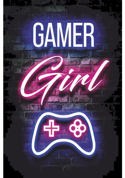 Gamer Girl Pc Konsol Pc Oyun Oyuncu Ev Dekorasyon Tablo Retro Ahşap Poster