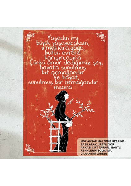 Yaşadıklarımdan Öğrendiğim Bir Şey Var Motivasyon Duvar Yazıları Ev Dekor Tablo Retro Ahşap Poster