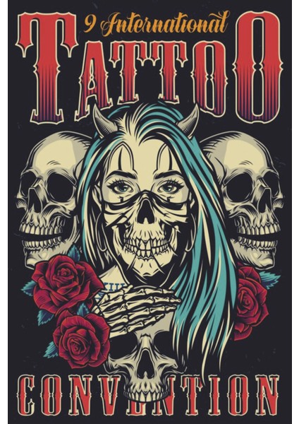 Tattoo Geçici Kalıcı Dövme Desen Retro Ahşap Poster