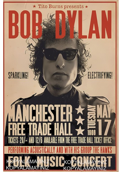 Bob Dylan Rock Müzik Konser Afişi Ev Dekorayon Tablo Retro Ahşap Poster