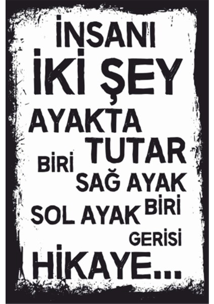 Insanı Iki Şey Ayakta Tutar Komik Sözler Retro Ahşap Poster